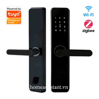 Khóa cửa vân tay mã số thẻ từ wifi zigbee tuya dl02