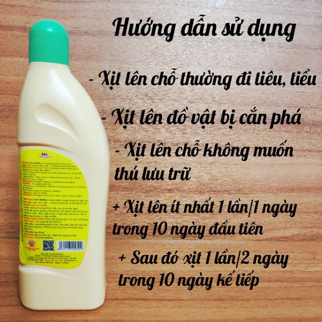 Xua đuổi chó mèo (ngăn chặn phóng uế, cắn phá) chai lớn 400ml