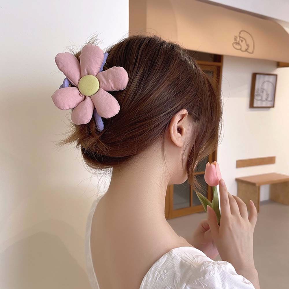 Kẹp Tóc Hình Hoa Hướng Dương Cỡ Lớn Phối Lông Thời Trang Hàn Quốc Dễ Thương