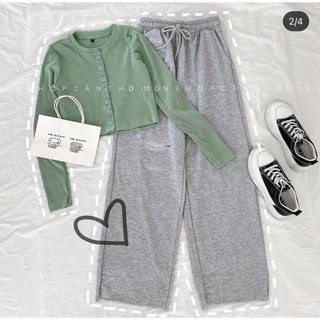 ♻️Set Quần Suông Rách + Croptop Gân TD
