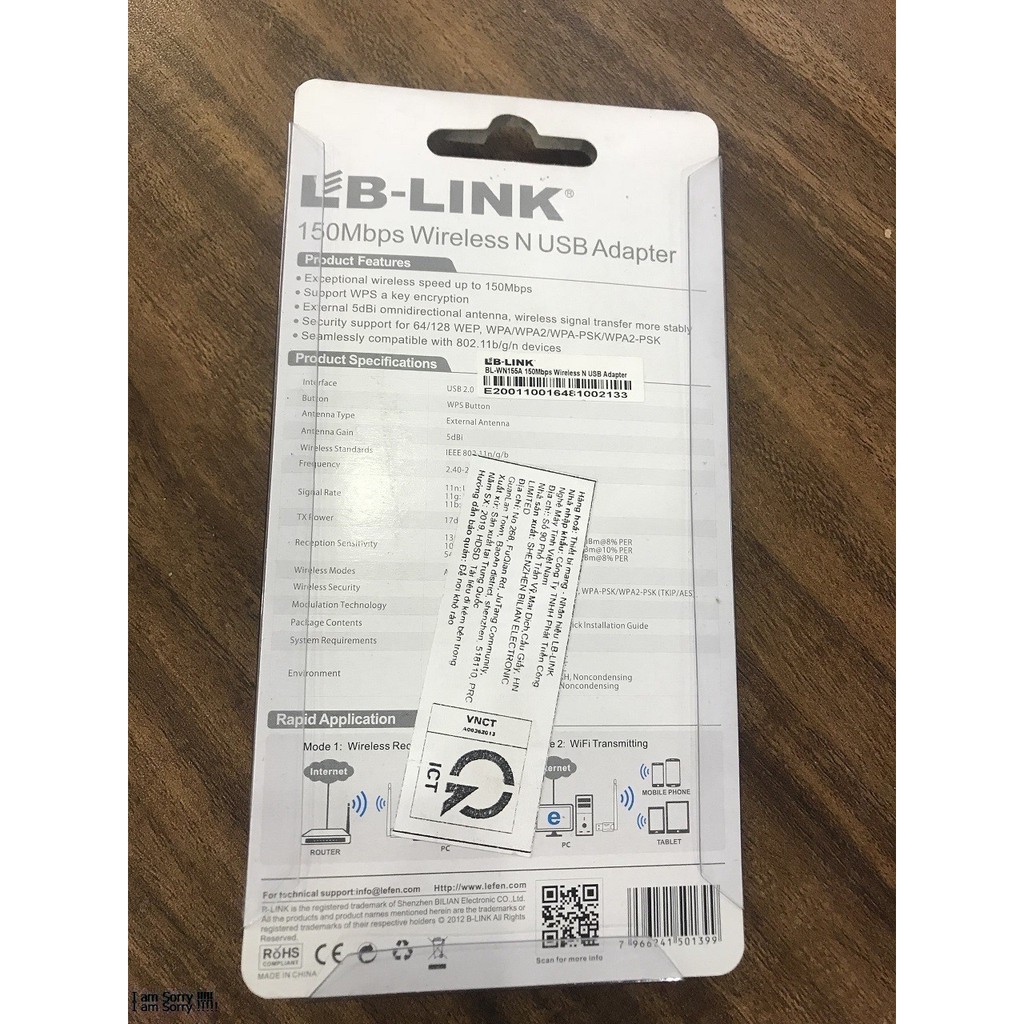 Bộ thu sóng wifi LB-LINK BL-WN 155A 150Mbps (BH 24T)