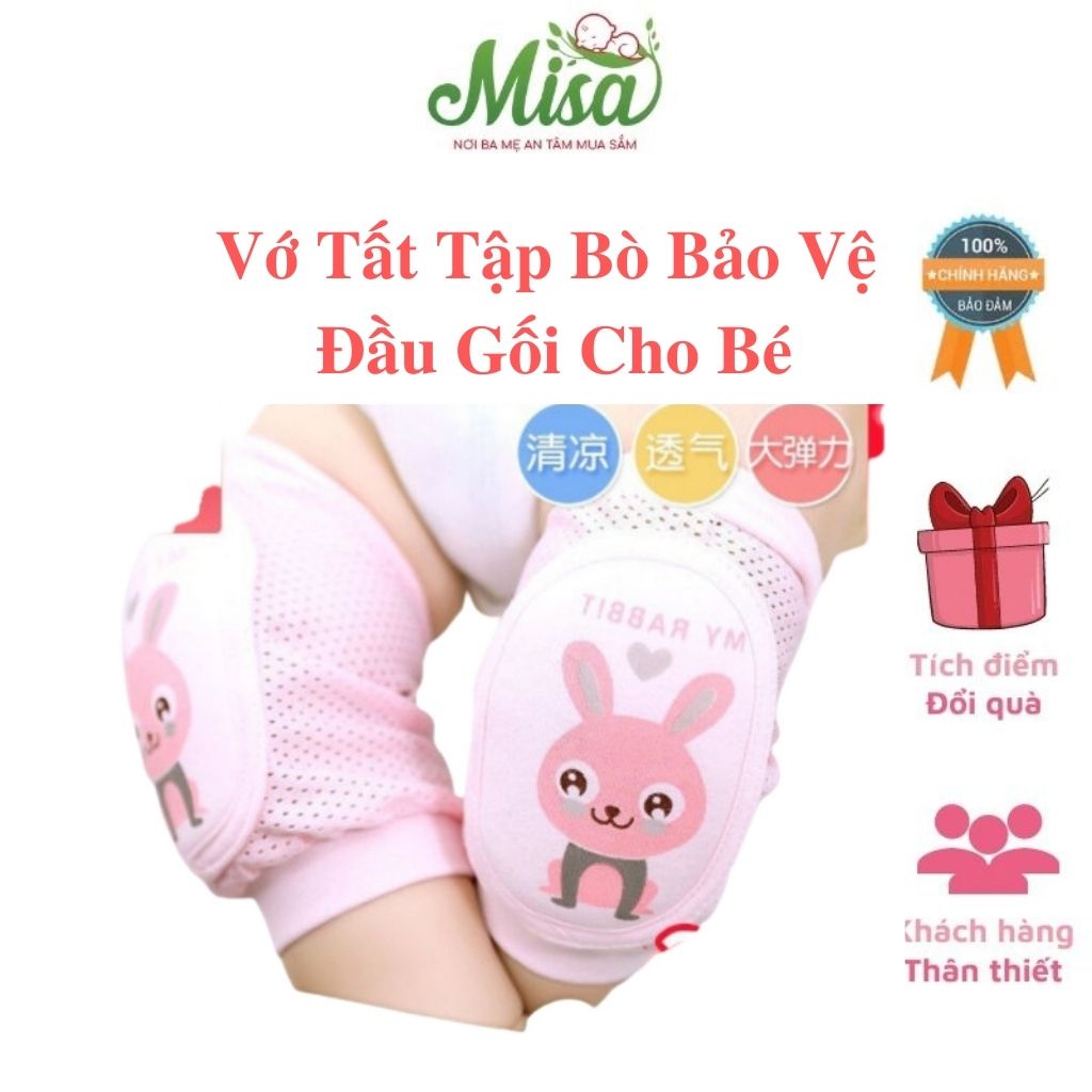 Tất Tập Bò Bảo Vệ Đầu Gối Cho Bé, Vớ Lưới Chống Trơn Em Bé Tập Bò Đáng Yêu