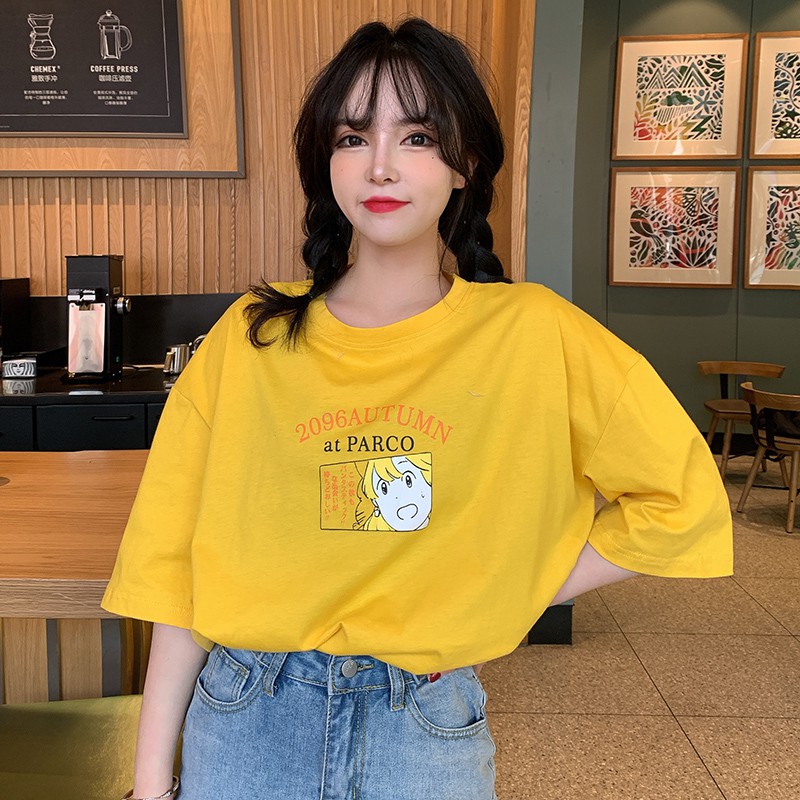 Áo Thun Nữ Orange Flower 🍀 Áo Phông Nữ Form Rộng Tay Ngắn