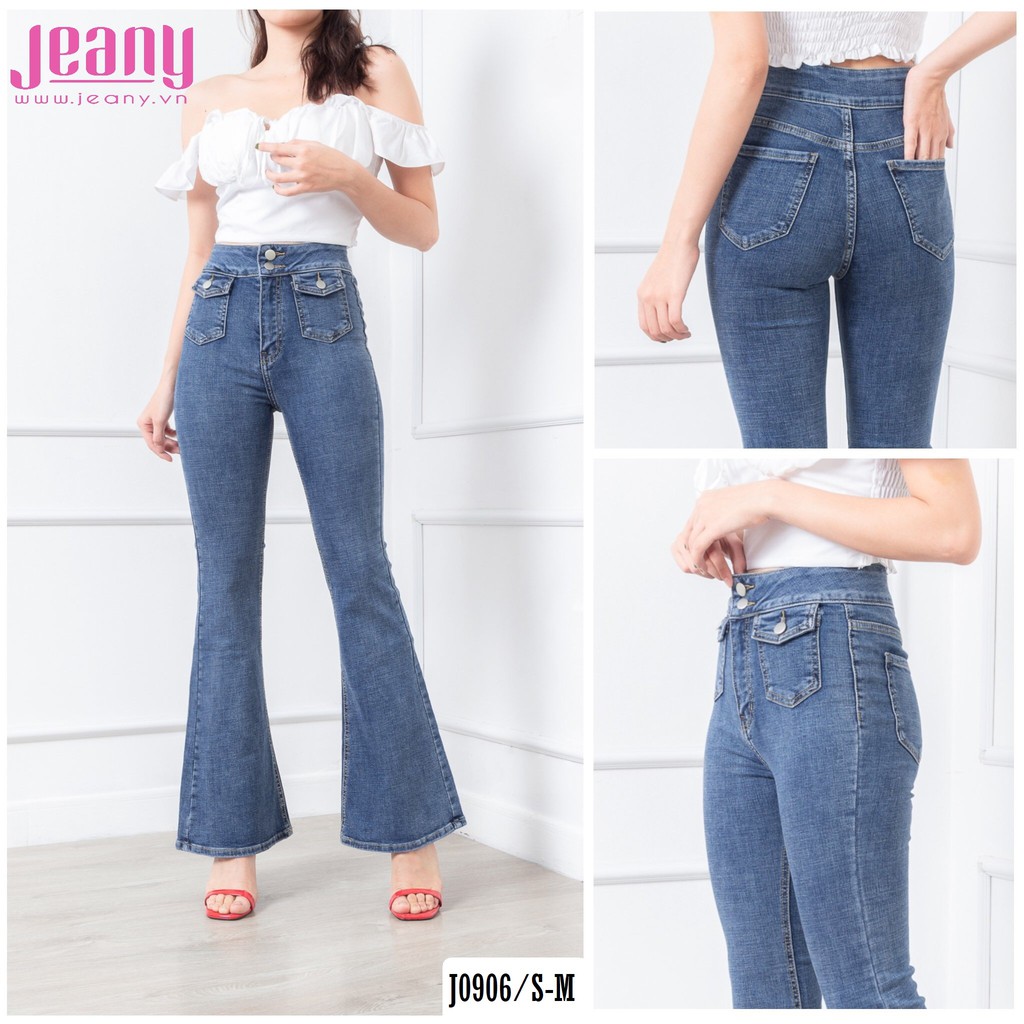 Quần Jean Ống Loe Hack Dáng Phối 2 Túi Trước J0906 - Jeany