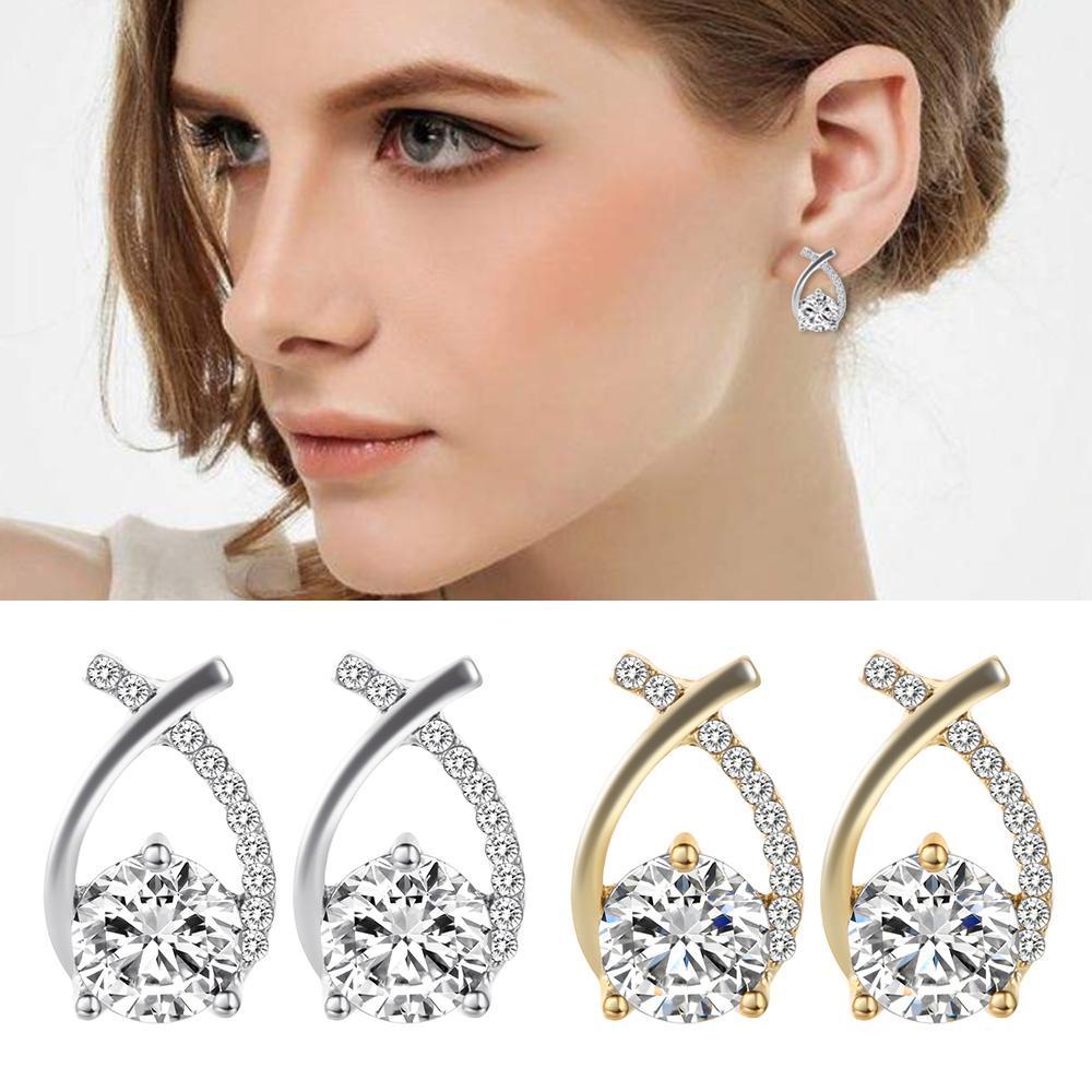 Bông Tai Mạ Vàng 18k Hình Đuôi Cá Xinh Xắn Thời Trang Cho Nữ|Nhẫn Mạ Bạc Đính Đá Pha Lê