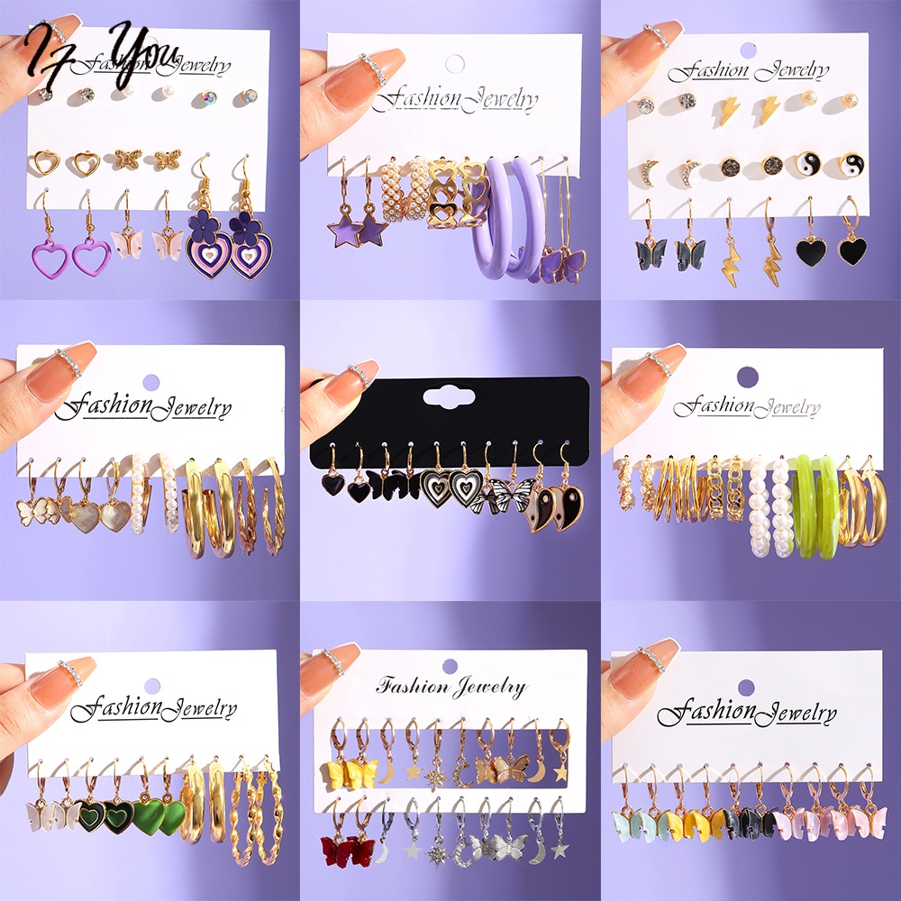 Set hoa tai AY nhiều màu sắc thời trang tùy chọn kiểu dáng dành cho nữ