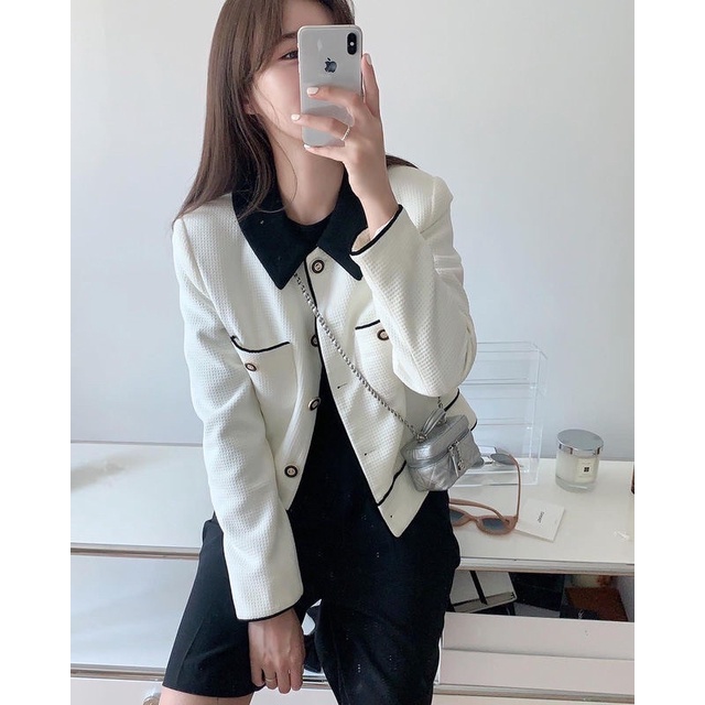 Áo khoác phối cổ sơ mi, viền áo nổi bật (có ảnh thật) | BigBuy360 - bigbuy360.vn