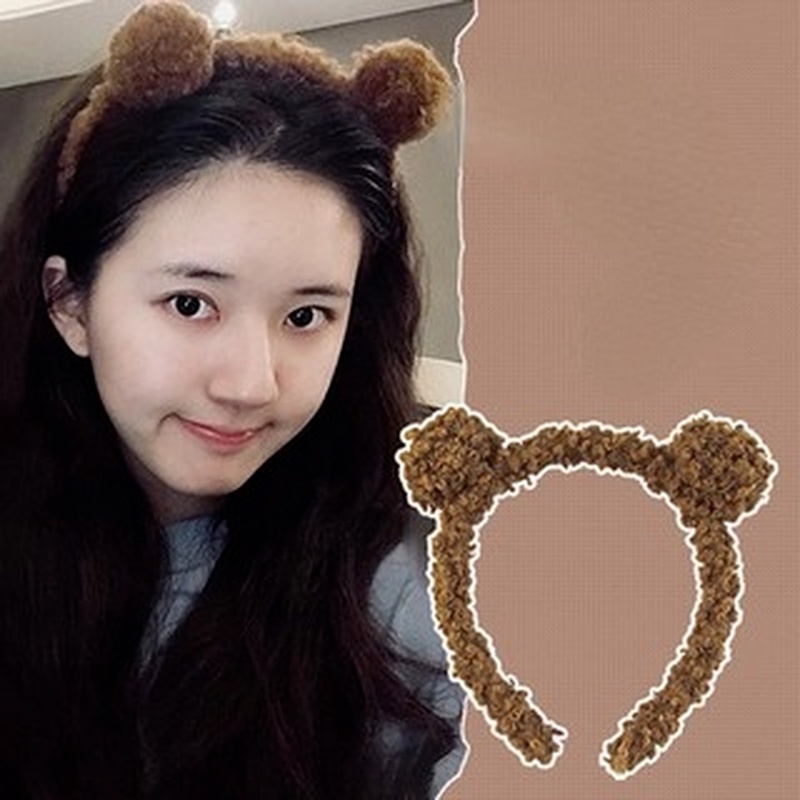 Băng đô vải nhung hình tai gấu phong cách Hàn Quốc