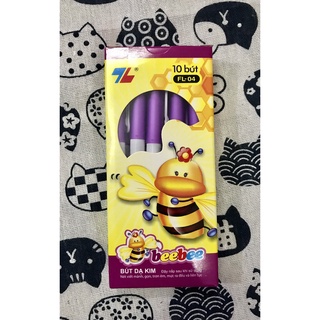 Hộp 10 cây bút dạ kim beebee fl-04 mực tím