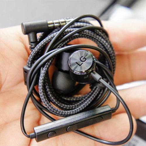 Tai Nghe Chính Hãng LG V30/V40/V50/V60 Jack Chữ L Tặng kèm Núm Tai Phụ, Âm Thanh Sống Động, Mic Không Rè