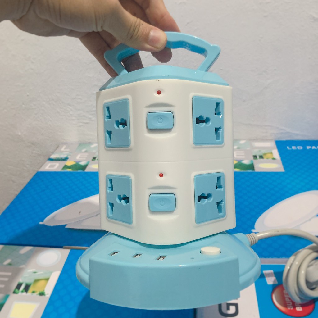 Ổ CẮM TRỤ 2 TẦNG ĐA NĂNG CÓ CỔNG SẠC USB DÂY 2M LÕI ĐỒNG SIÊU BỀN CHỊU NHIỆT CAO