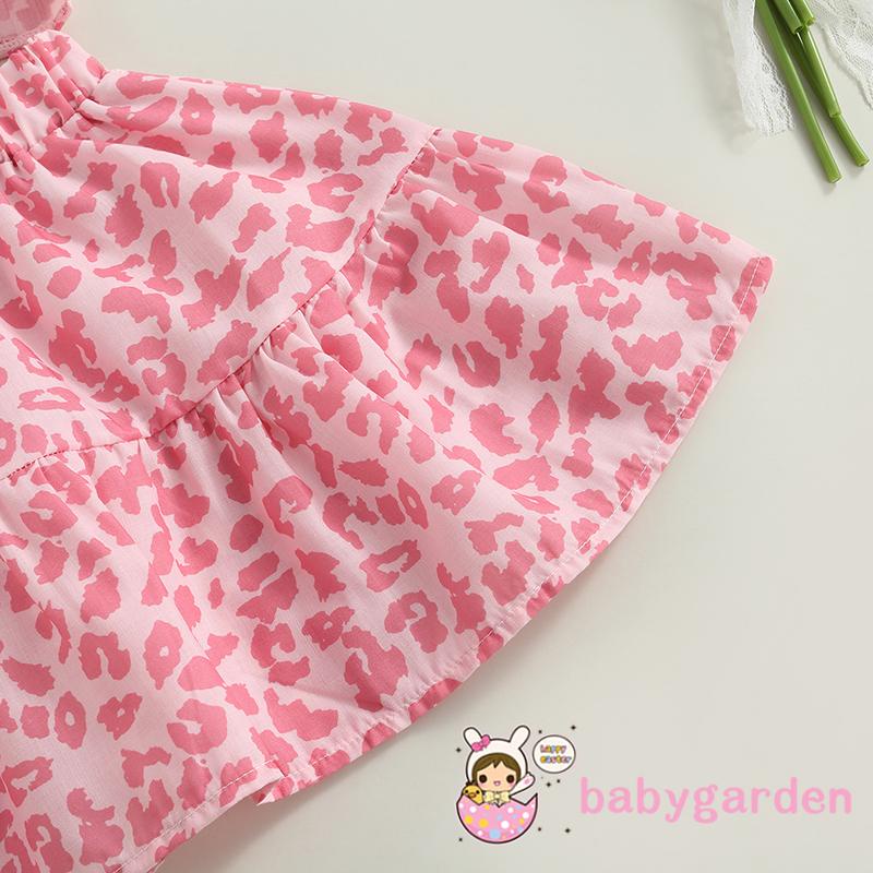 Bộ áo croptop tay ngắn in họa tiết da báo + chân váy co giãn thời trang cho bé gái