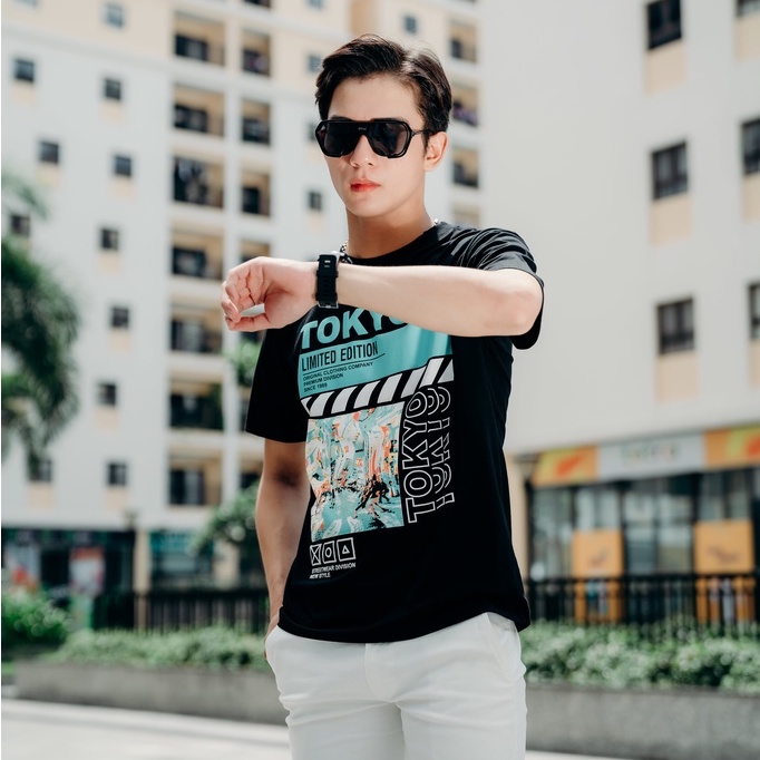 Áo thun nam đen in hình Tokyo AREMI, chất liệu cotton cao cấp from chuẩn, thiết kế phong cách sang trọng ATS0010