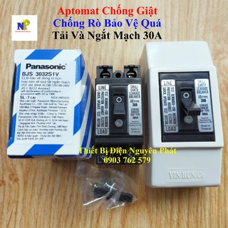 [PANASONIC] Bộ Cầu Dao An Toàn 2P2E Aptomat Chống Giật Chống Rò Bảo Vệ Quá Tải Và Ngắt Mạch 30A BJS 30mA