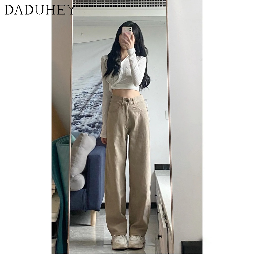 Quần jean dài ống rộng lưng cao dành cho nữ