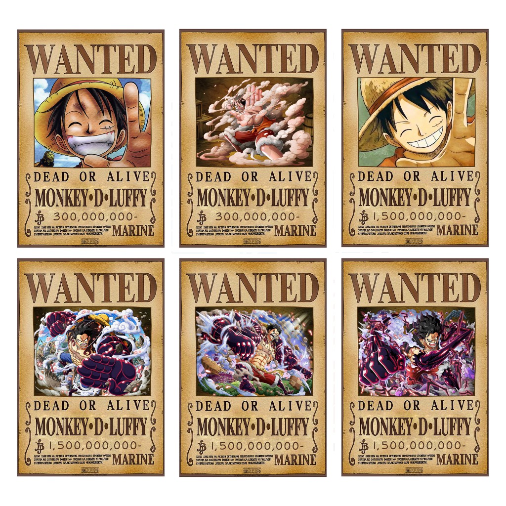 Poster truy nã Luffy (tất cả các dạng) - One Piece