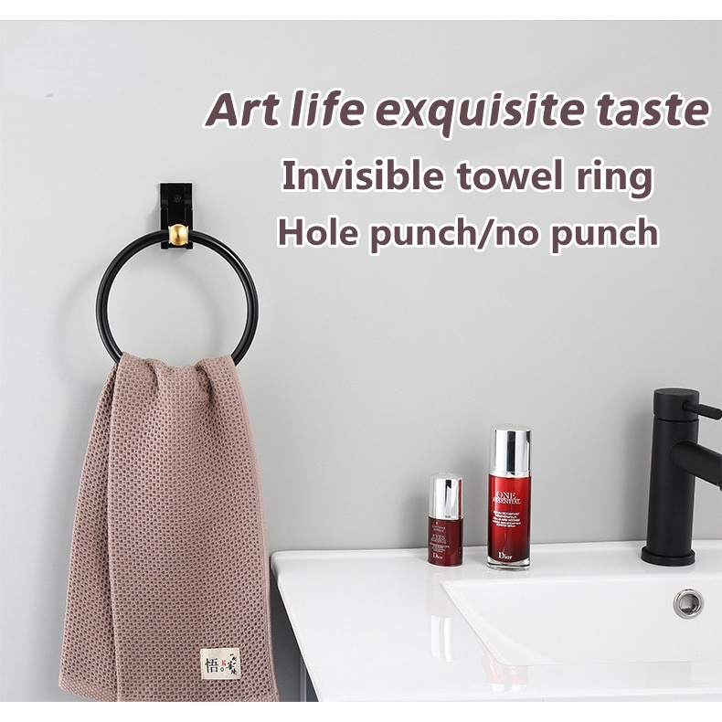 Giá Treo Khăn Tắm Bằng Nhôm Màu Đen Thiết Kế Vô Hình Tiện Dụng