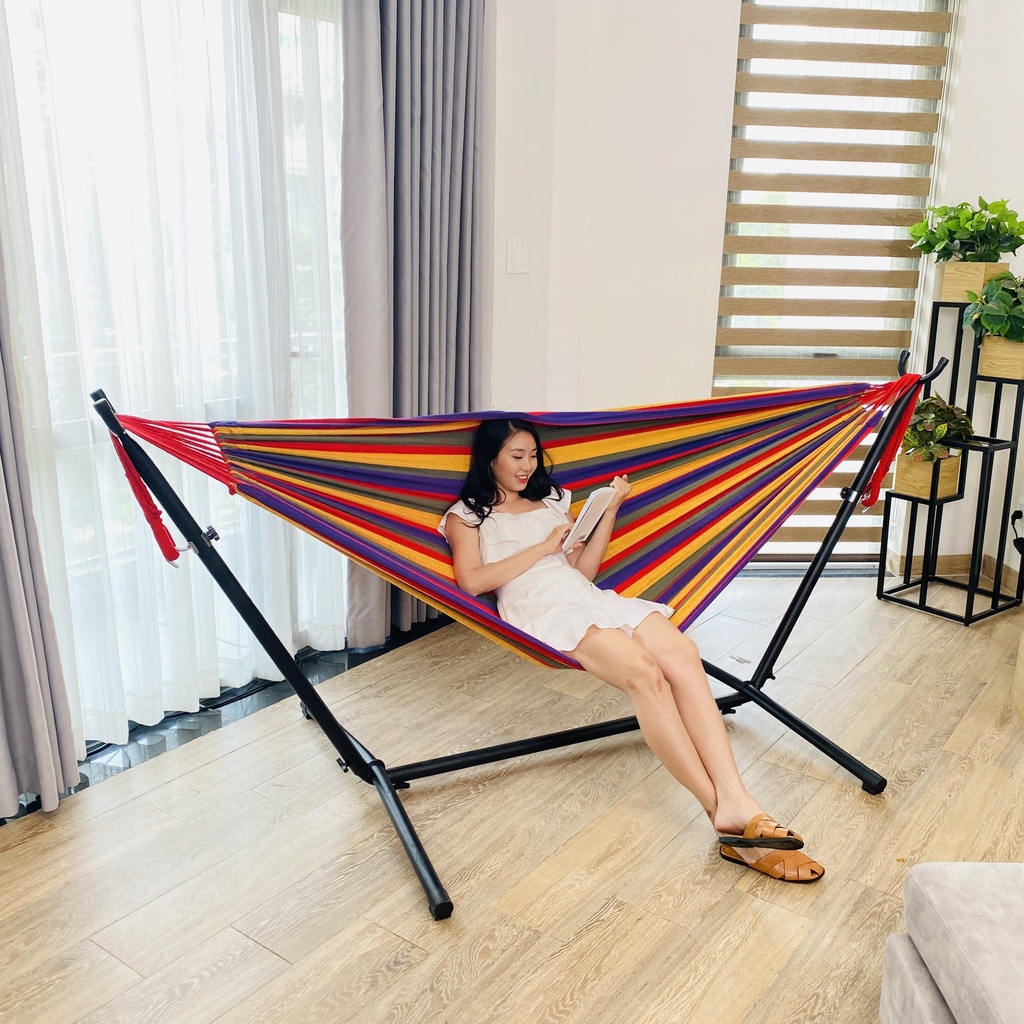 Võng xếp du lịch đa năng dã ngoại khung thép tháo lắp rễ ràng NP07