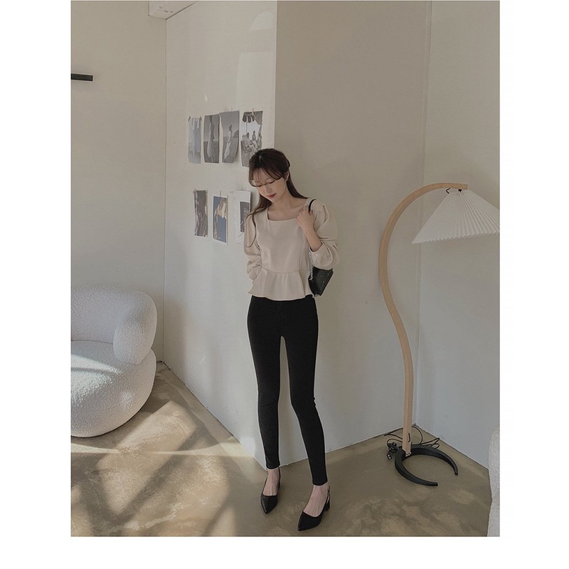 Áo sơ mi dài tay công sở nữ tay bồng cổ vuông kiểu Hàn Quốc xinh đẹp hàng thiết kế Quảng Châu loại 1 TK4T401