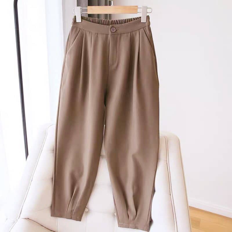 Quần baggy nữ cạp cao lưng chun 1 nút thoải mãi cho đi chơi đi làm_bigsize 82kg_QTK