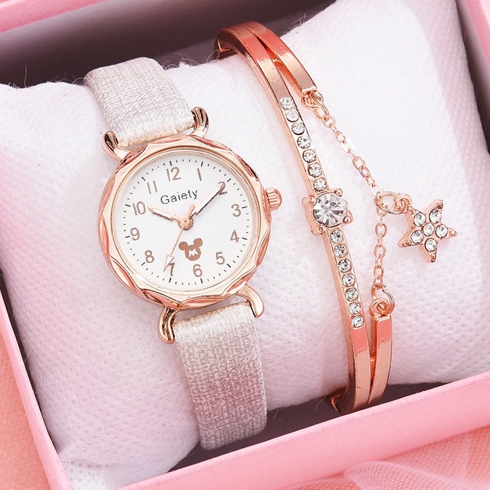 Đồng hồ đeo tay quartz mặt tròn dây da đơn giản dành cho nữ