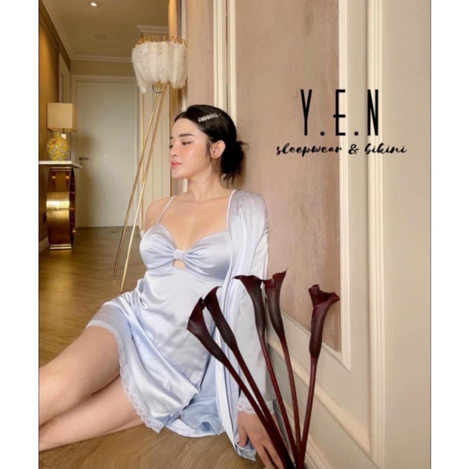Set choàng ngủ lụa 2 dây cao cấp, váy ngủ sexy gợi cảm - SP044