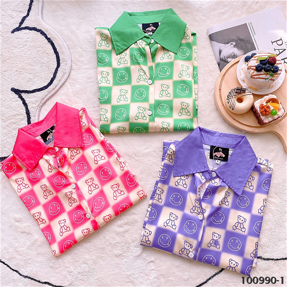 Đầm Ngủ Pyjama MAI SLEEPWEAR Lụa Mặc Nhà Họa tiết Caro Trẻ Trung Cao Cấp MS990