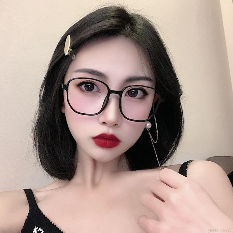 Korean Style Women Retro Net Red Trend Irregular Frame Transparent Flat Mirror Eyewear