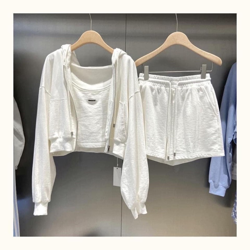 Bộ nỉ nữ 3 chi tiết, bộ thể thao nữ ⚡️FREE SHIP⚡️ Bộ thể thao đùi , bộ 3 món