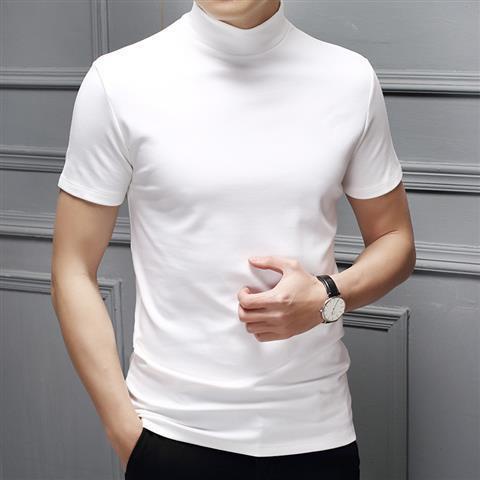 Áo Thun Cotton Tay Ngắn Cổ Lọ Màu Sắc Đơn Giản Thời Trang Xuân Hè Cho Nam Giới Có Size M-4Xl Có 7 Kiểu