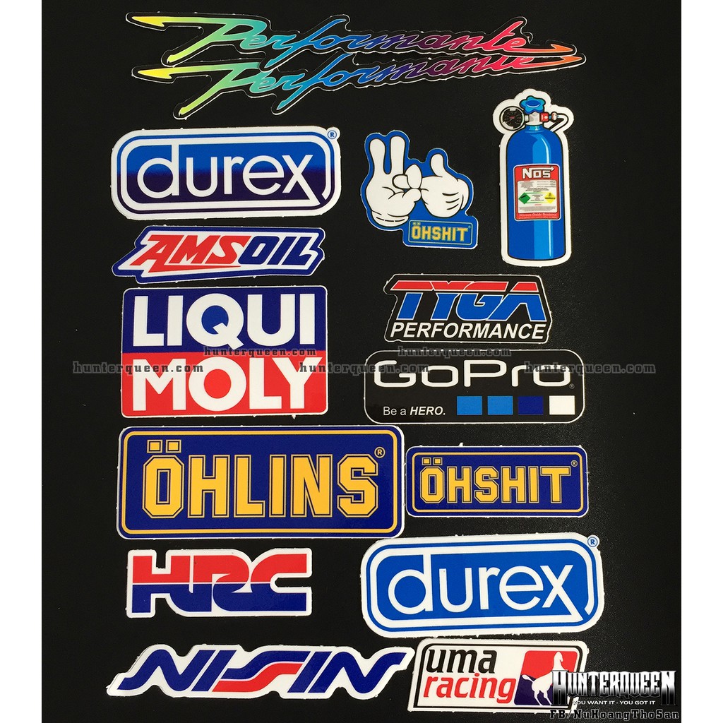 Bộ logo xanh - NOS. Hình dán decal siêu dính, chống nước, tem đua trang trí xe máy