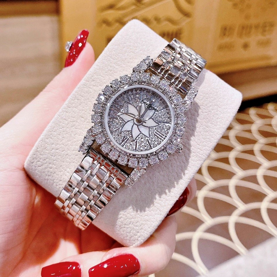 Đồng Hồ Nữ Gulena Bạc Đính Đá Chính Hãng 32mm