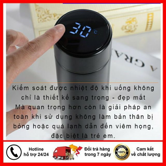 Bình giữ nhiệt inox 304 dung tích 500ml _ bình ủ báo nhiệt độ có ngăn lọc trà