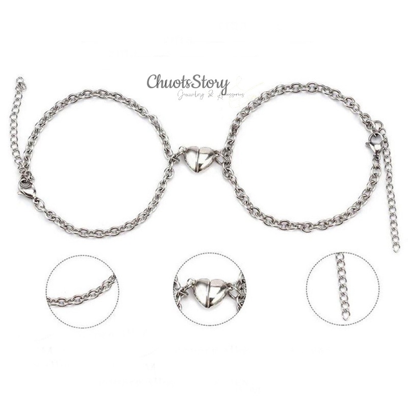 Vòng tay đôi nam châm nhiều mẫu, lắc tay cặp titan nam nữ thời trang - ChuotsStory