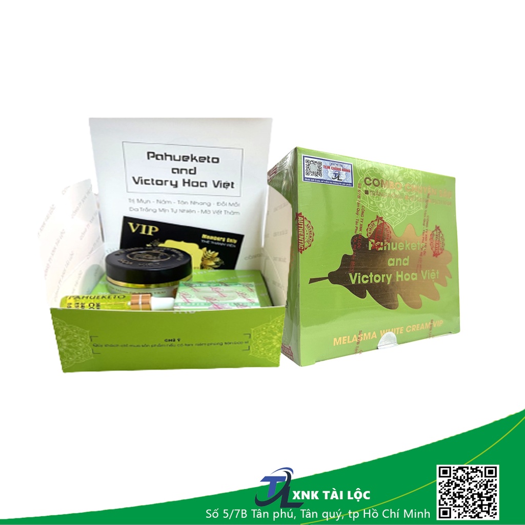 COMBO Kem Nám Tàn Nhang, Dưỡng Trắng Da Victory Hoa Việt Và Pahueketo