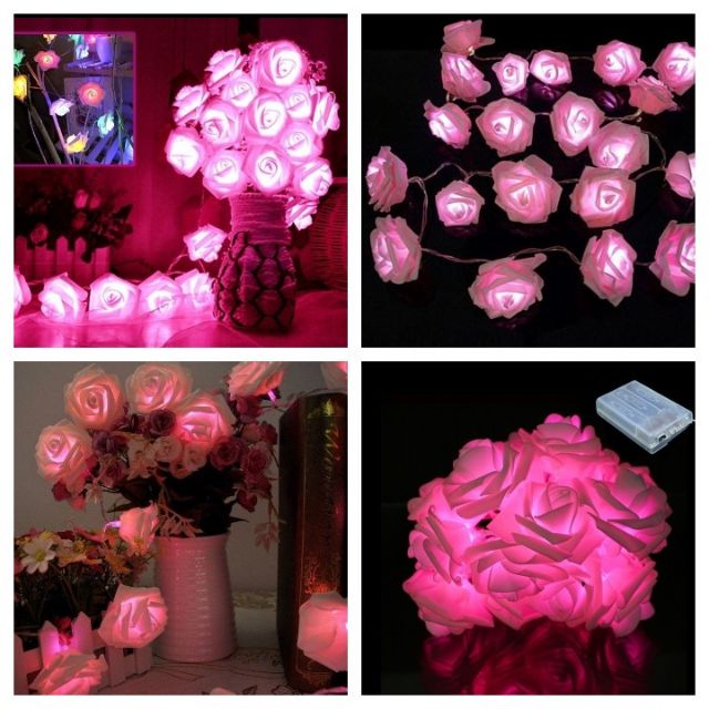 • HCM •Dây Đèn LED Hoa Hồng 10/20/30/50 Bóng Trang Trí Lãng Mạn