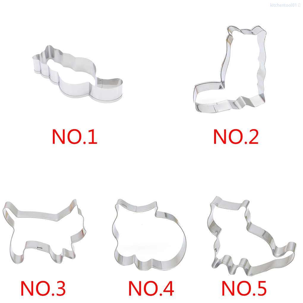 Khuôn làm bánh hình con mèo nhiều kiểu dáng khác nhau dùng để cắt bột bánh mềm làm bánh quy giáng sinh cho nhà bếp