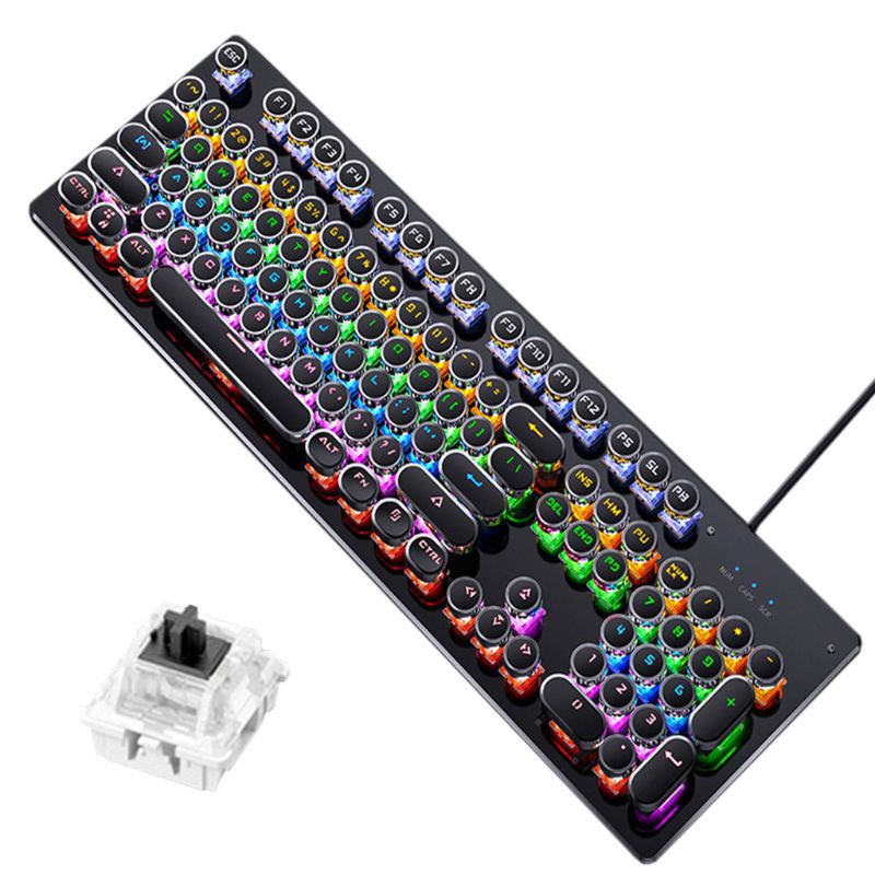 Alli Gaming Keyboard Retro Keycap Backlit Wired Mechanical Keyboard for PC Computer Laptop