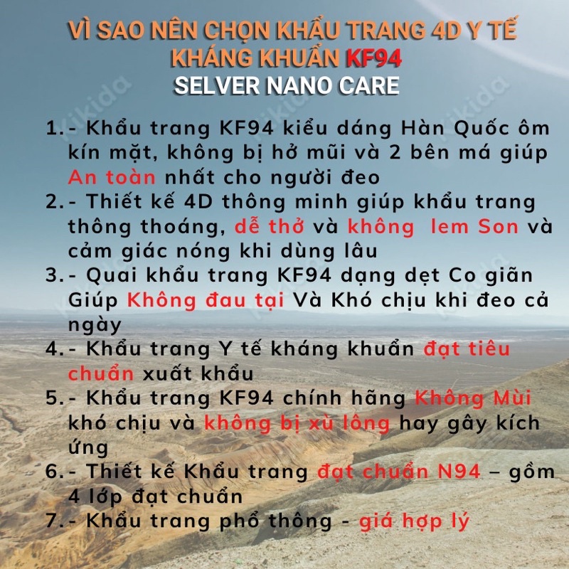 Thùng 300 Khẩu Trang Kháng Khuẩn KF94 4D SELVER CARE Quai mềm co giãn Vải sạch hàng chính hãng