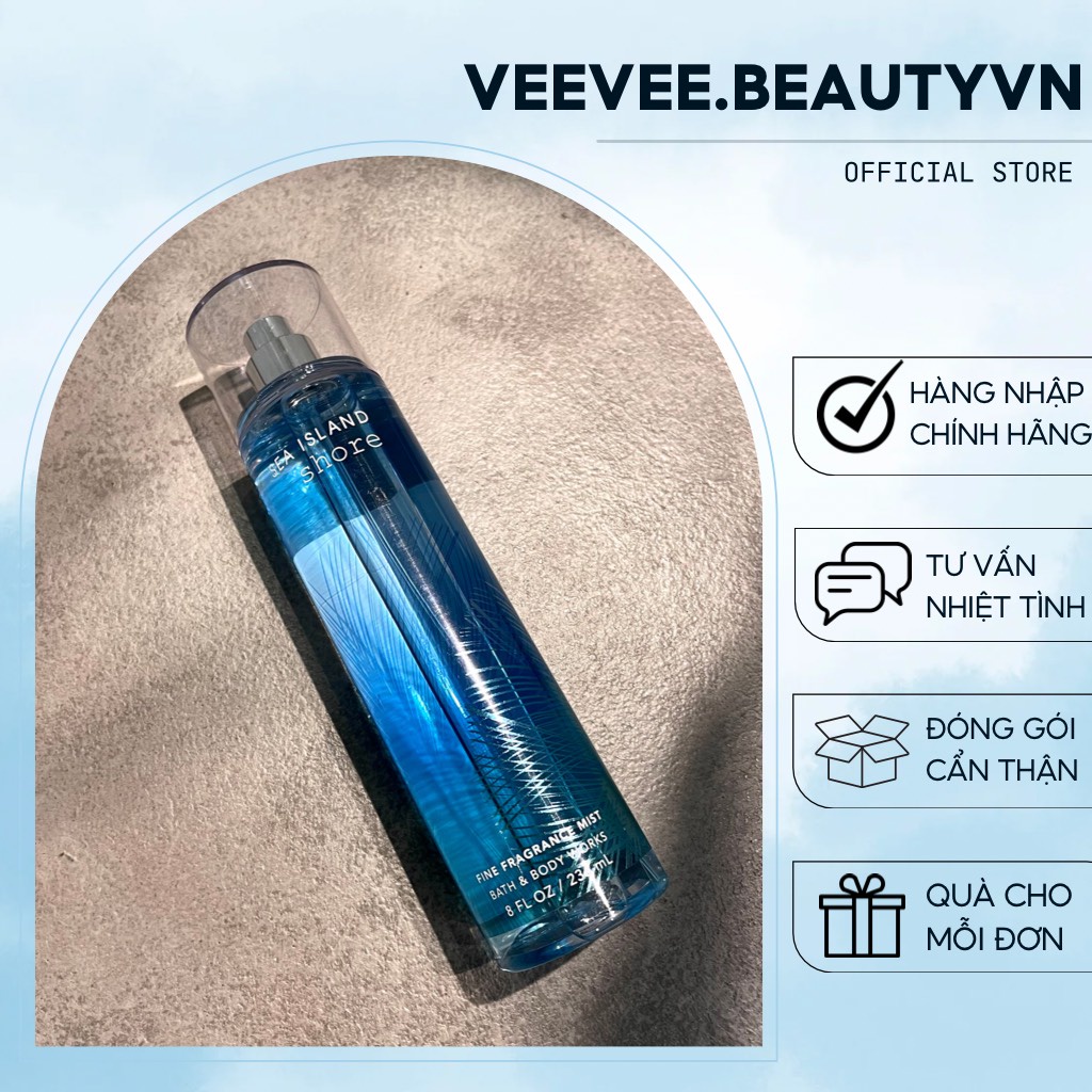 Body Mist SEA ISLAND SHORE - Xịt Thơm Toàn Thân Bath and Body Works BBW Khử Mùi Nước Hoa Nữ Thơm Lâu