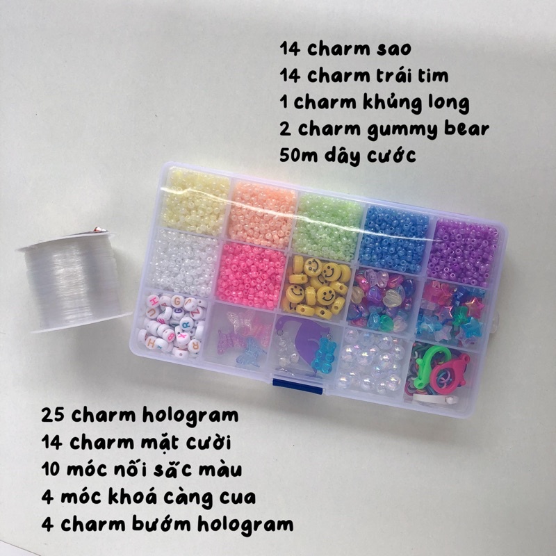 Set hạt cườm làm vòng kèm dây cước | Hoi Hoi project