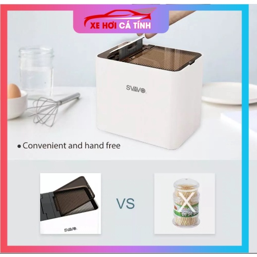 Hộp Đựng Tăm Cảm Ứng Tự Động Thông Minh SVAVO - Hàng Chính Hãng, cao cấp tặng kèm tăm kháng khuẩn và pin AA