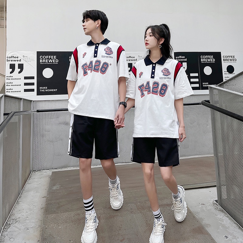 Áo POLO Cổ Bẻ In F248 Cặp Đôi Fom Rộng Thoải Mái , Cotton Hàn Cao Cấp Thoải Mái Hoạt Động Mã TEEN234