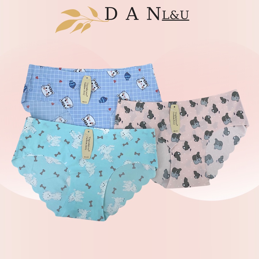 Quần Lót Su Đúc Không Đường May Họa Tiết Xinh Xắn Chất Mát Lịm Thoáng Mát DAN L&amp;U 011
