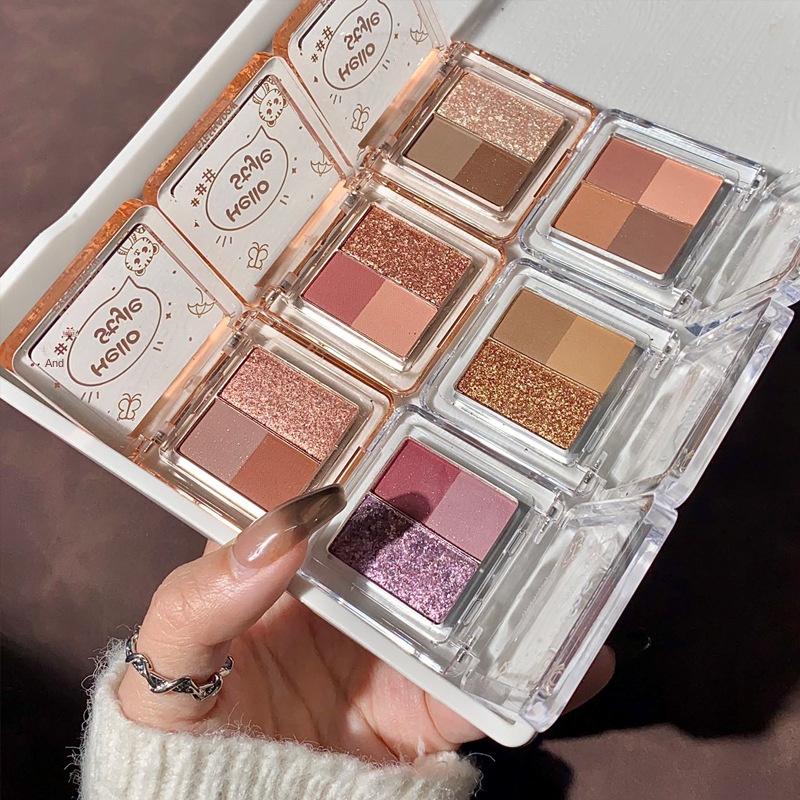 Bảng Phấn Mắt JIAQU 4 Màu Tông Đất/Lấp Lánh/Nhung Mịn