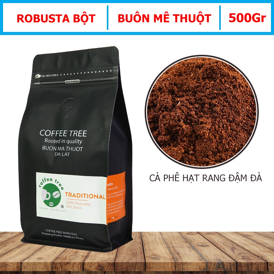 Cà Phê Bột Robusta Buôn Mê Thuột Nguyên Chất 100% Coffee Tree -  Hương Thơm Nhẹ - Vị Đắng Vừa - Hậu Vị Ngọt