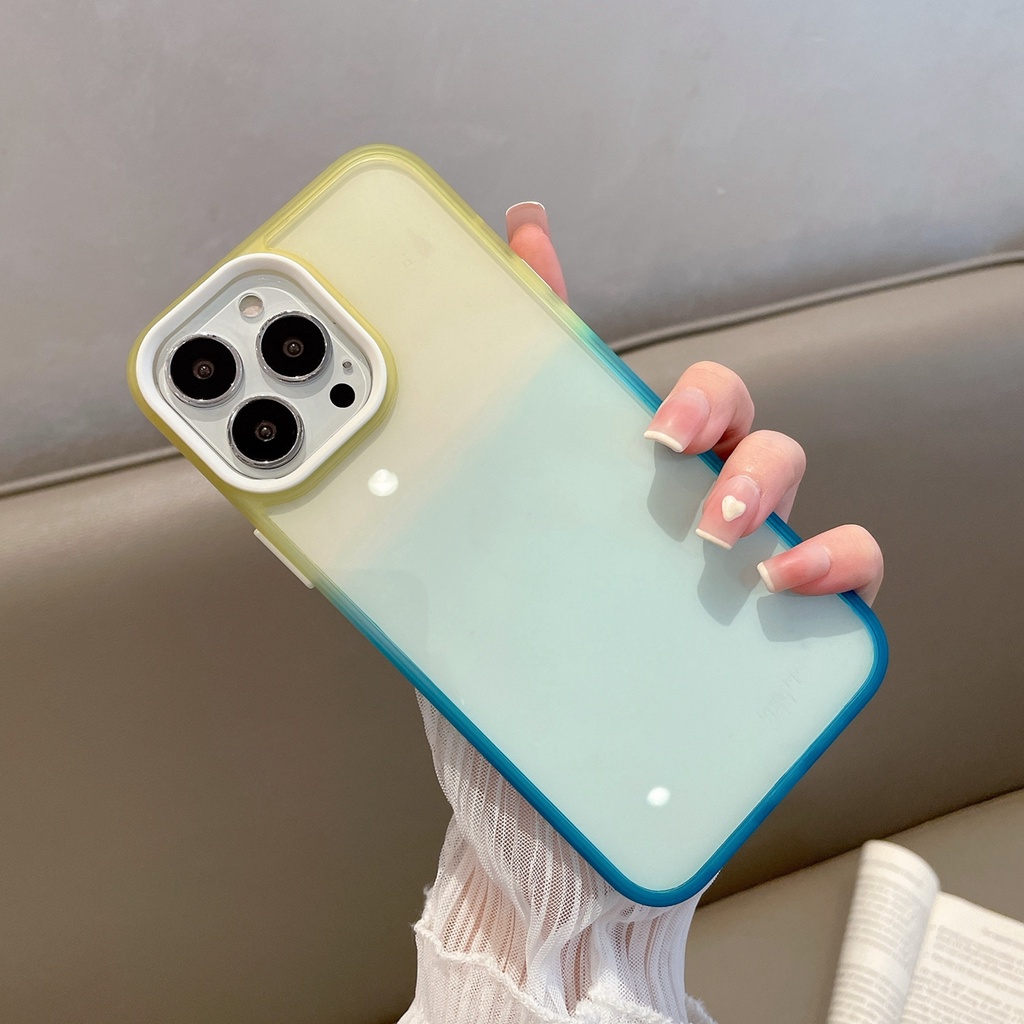 Ốp Điện Thoại Cứng Màu Gradient Trong Suốt Cho IPhone 13 Pro Max 12 11 Pro Max