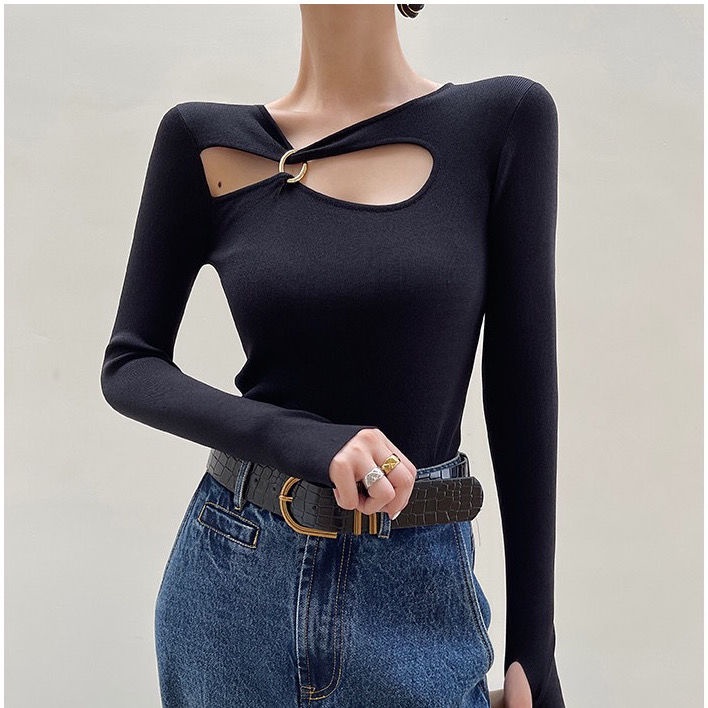 Áo Kiểu Hàn Quốc Màu Sắc Đơn Giản Thời Trang Mùa Thu Cho Nữ