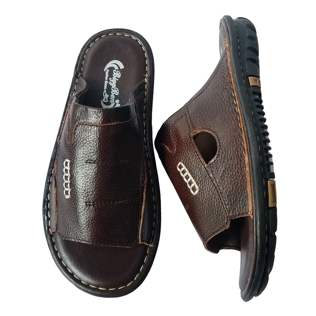 Dép Nam Quai Ngang Da Bò Thật BIGBEN Cao Cấp DN339