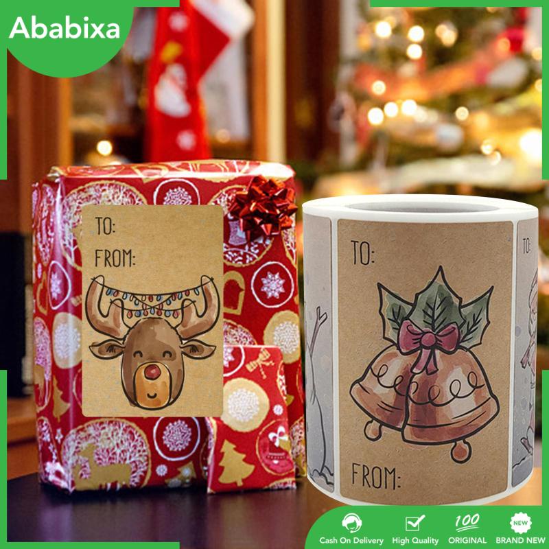 Set 250 Nhãn Dán Giấy Kraft 2x3inch Trang Trí Giáng Sinh DIY